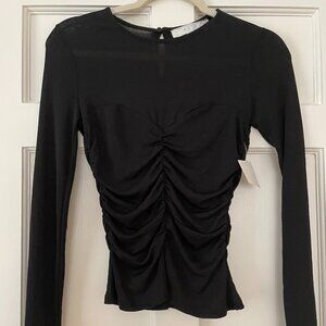 Astr the Label Ruched Long Sleeve Black Top Size XS NWOT